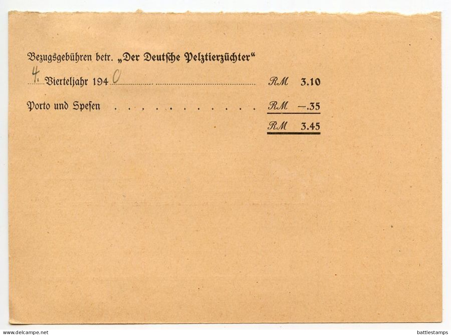 Germany 1940 Nachnahme Postcard; München - F.C. Mayer, „Der Deutsche Pelztierzüchter"; 20pf. & 3pf. Hindenburg - Brieven En Documenten