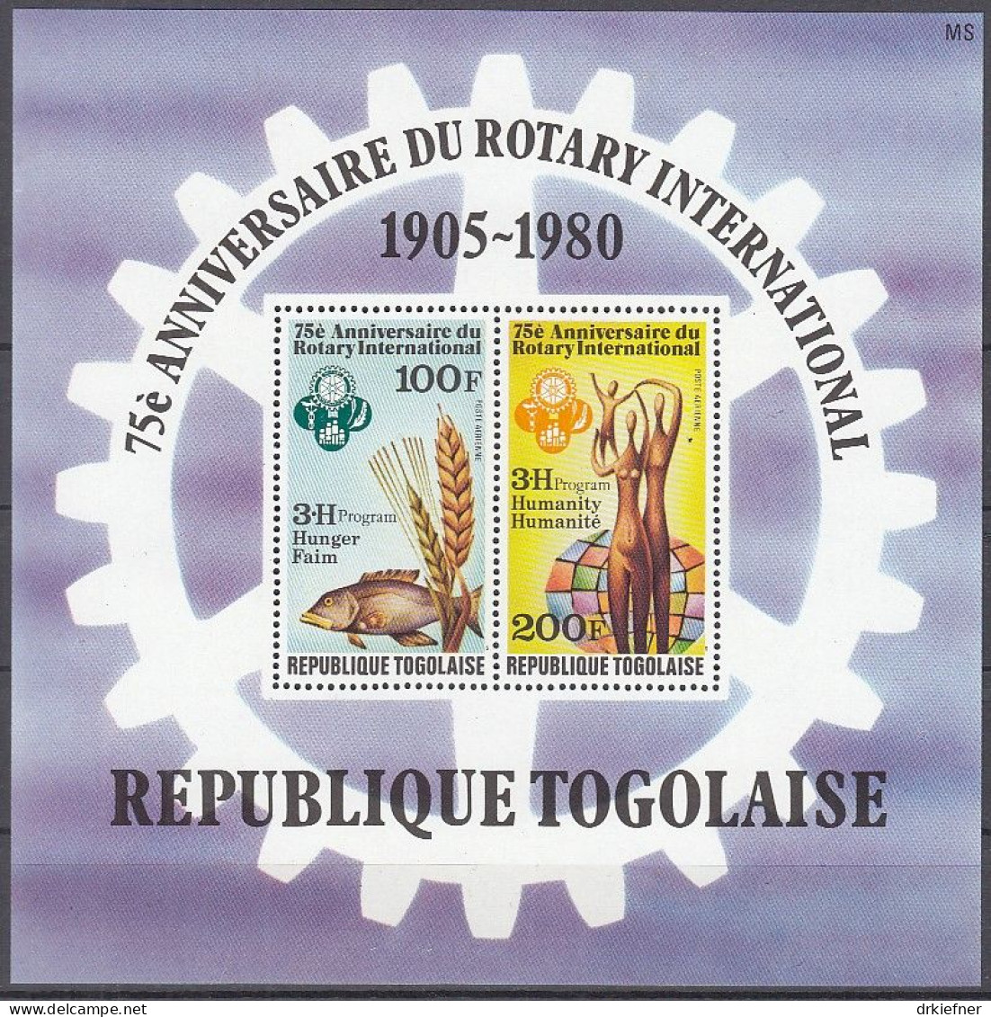 TOGO  Block 150, Postfrisch **, 75 Jahre Rotary International, 1980 - Togo (1960-...)