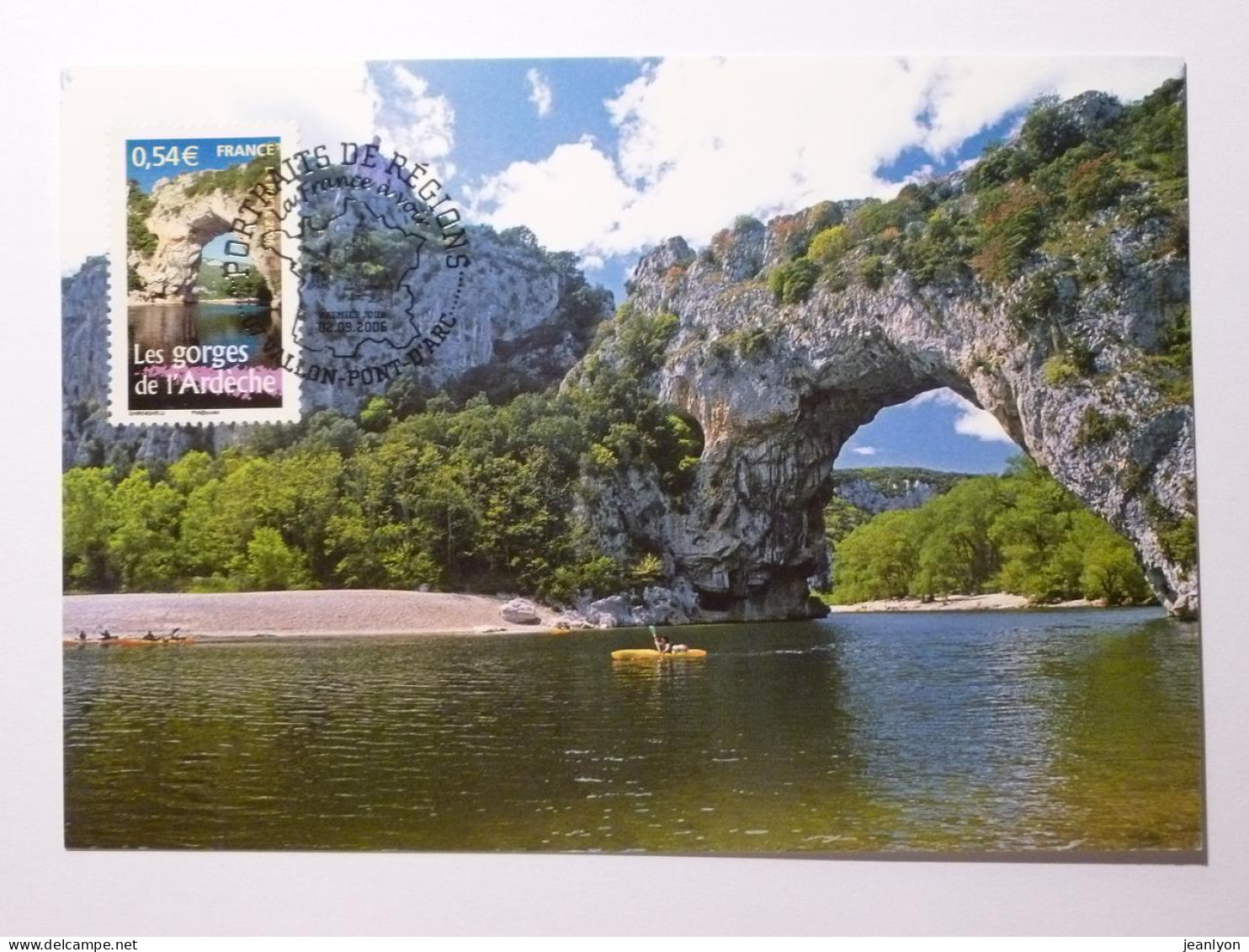 GORGES DE L'ARDECHE (07/Ardèche) - Carte Philatélique 1er Jour Timbre, Cachet VALLON PONT D'ARC - Vallon Pont D'Arc