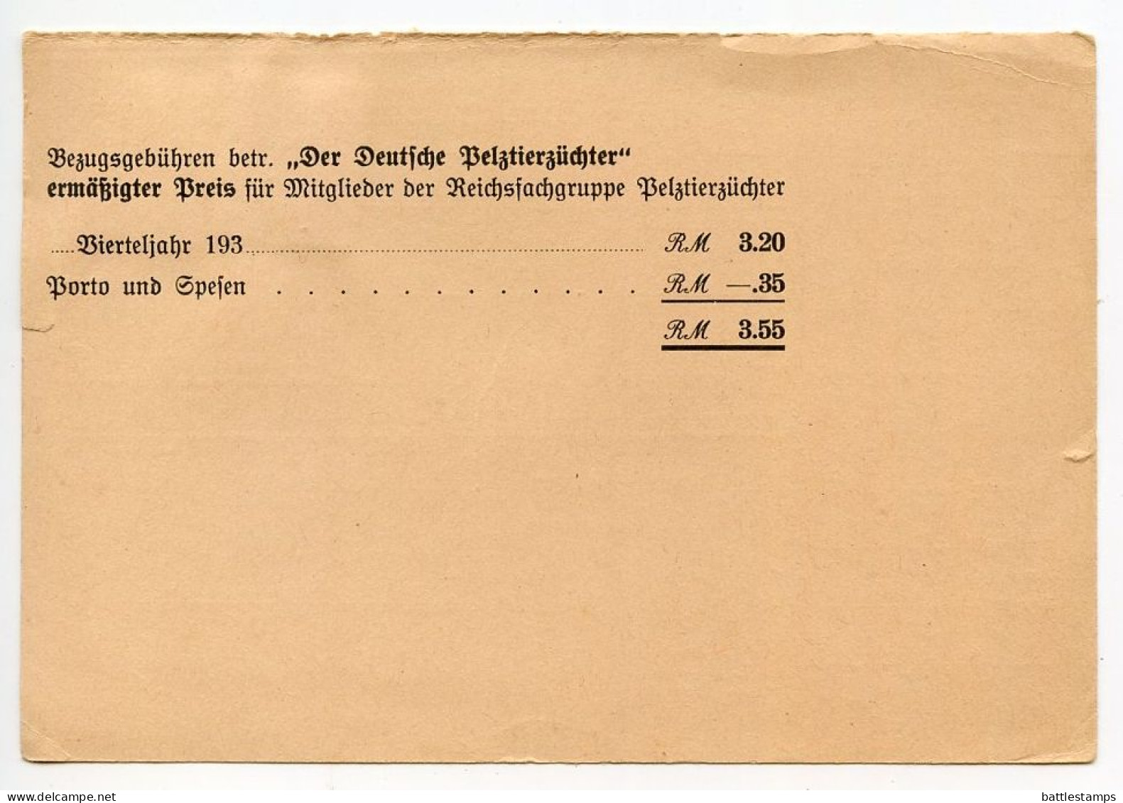 Germany 1935 Nachnahme Postcard; München - F.C. Mayer, „Der Deutsche Pelztierzüchter"; 20pf. & 3pf. Hindenburg - Brieven En Documenten