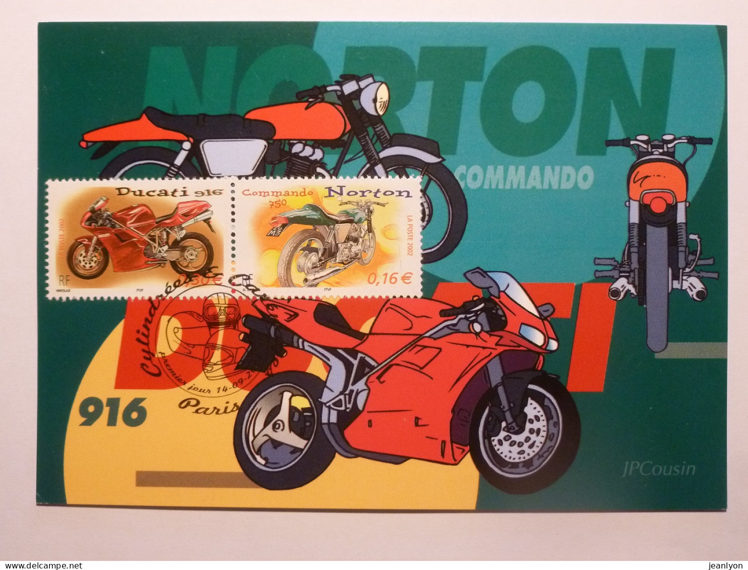 MOTOS - DUCATI 916 - NORTON COMMANDO 750 - Carte Philatélique 1er Jour Timbre Moto - Motorbikes