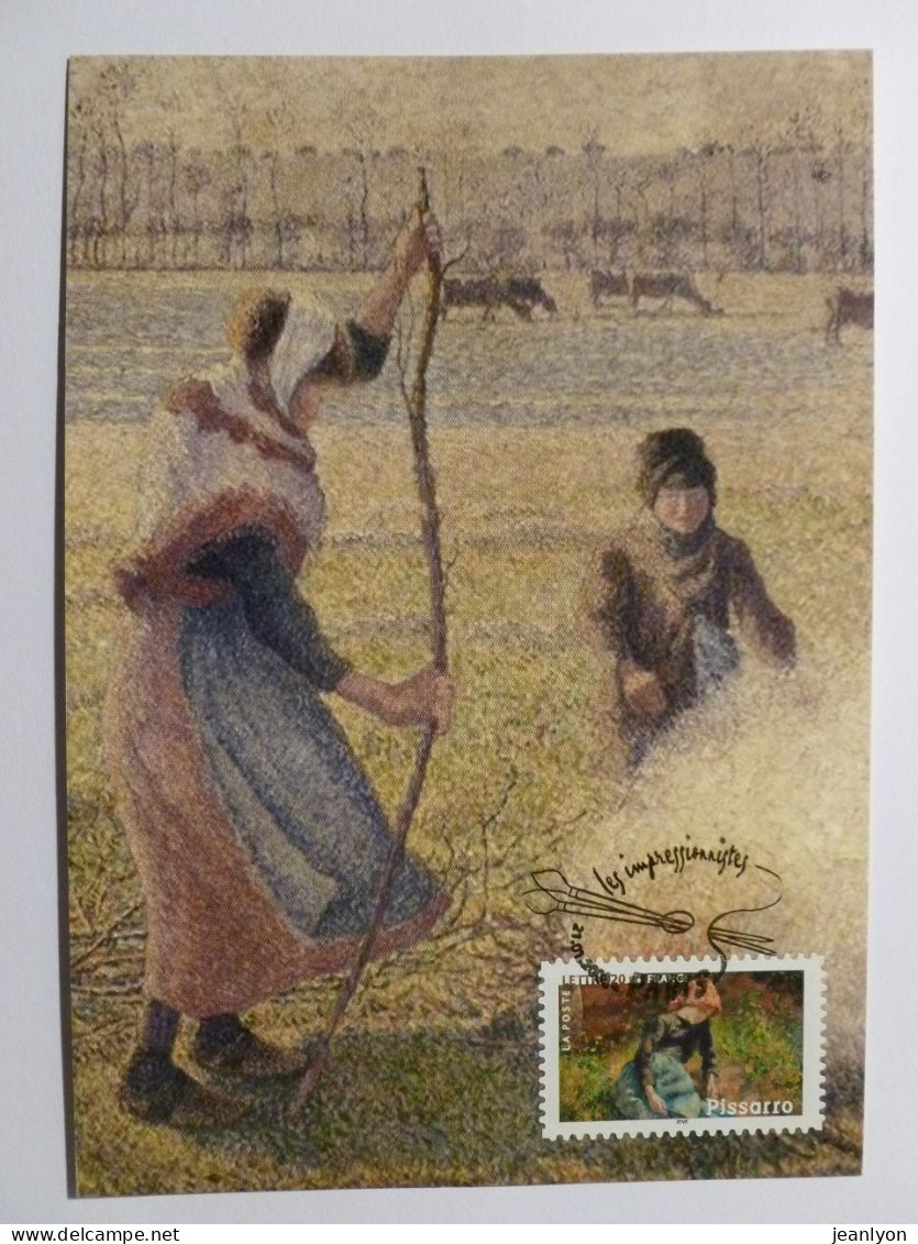 PEINTRE - IMPRESSIONNISTES - PISSARRO - Femme / Jeune Paysanne Faisant Du Feu- Carte Philatélique 1er Jour Timbre / Art - Farmers