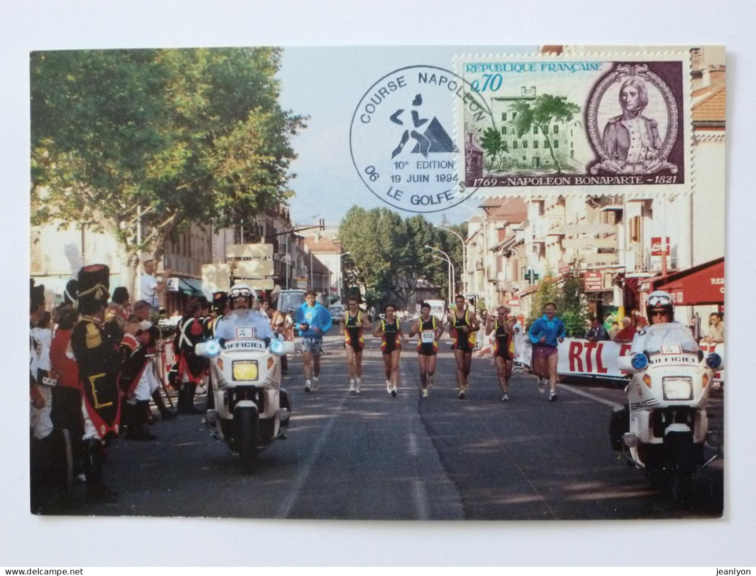 COURSE NAPOLEON - Motos Police - Officiel / Coureurs / Golfe Juan - Villeurbanne 1994 - Carte Philatélique Avec Timbre - Motos