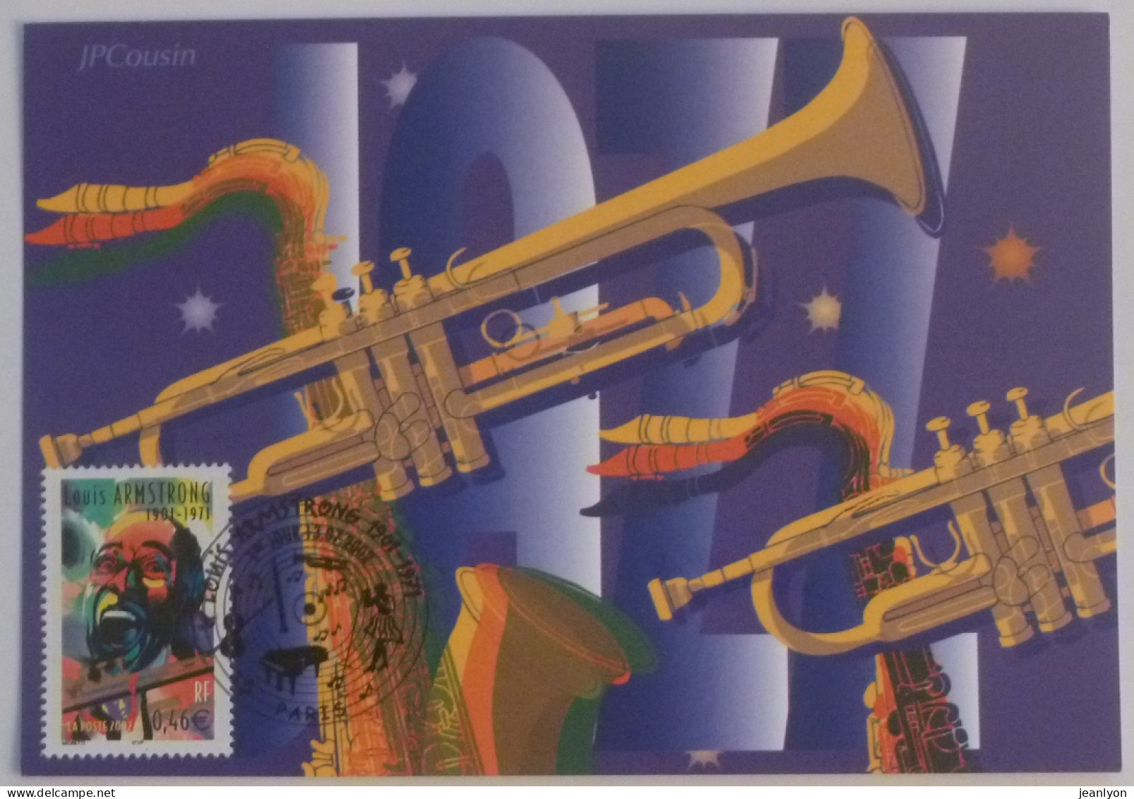 JAZZ - Louis ARMSTRONG - Trompette / Instrument Musique - Carte Philatélique 1er Jour Timbre - Musica E Musicisti