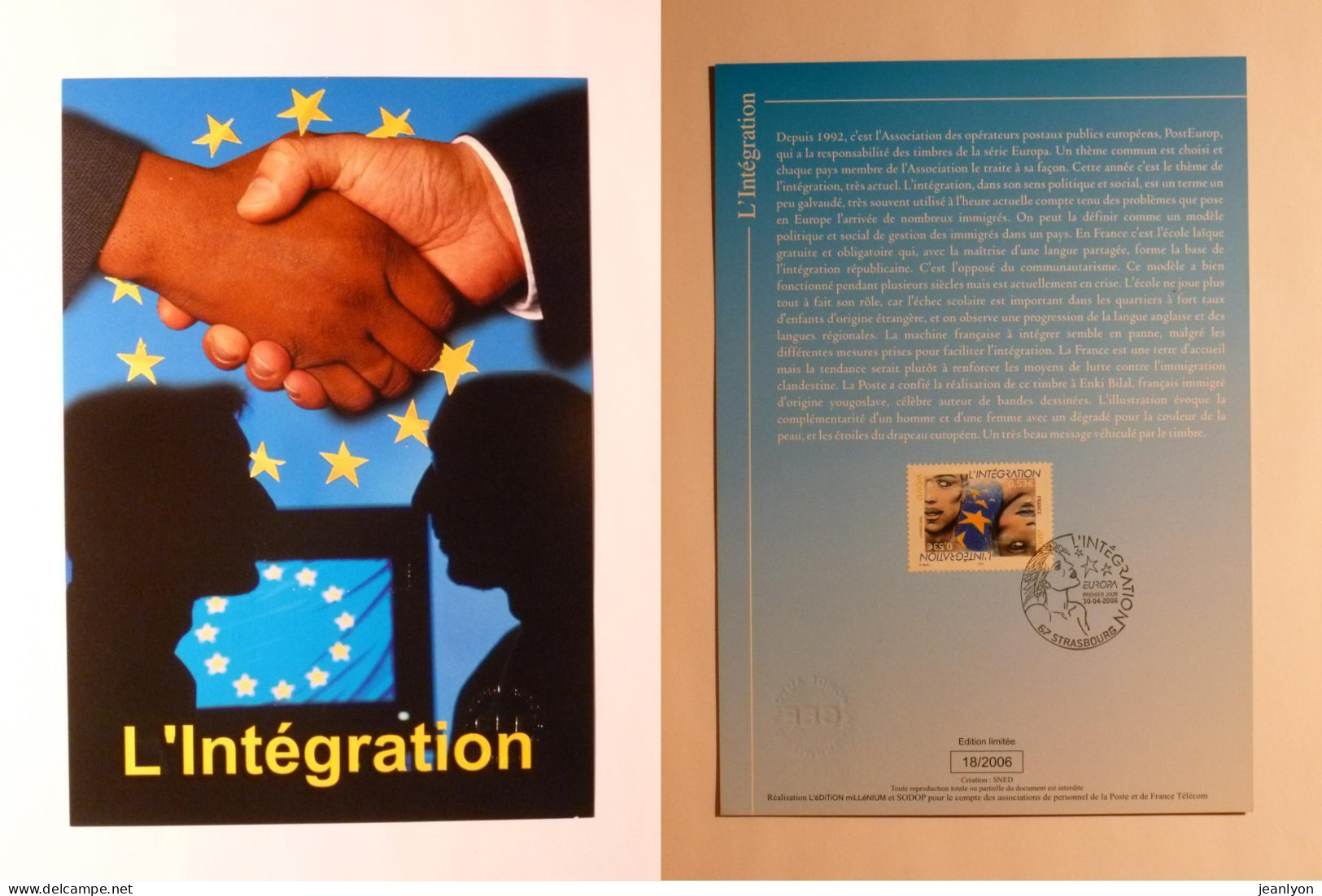 EUROPE / ETOILES DRAPEAU EUROPEEN - Intégration - Document Philatélique Avec Timbre EUROPA Et Cachet 1er Jour  - Sonstige & Ohne Zuordnung