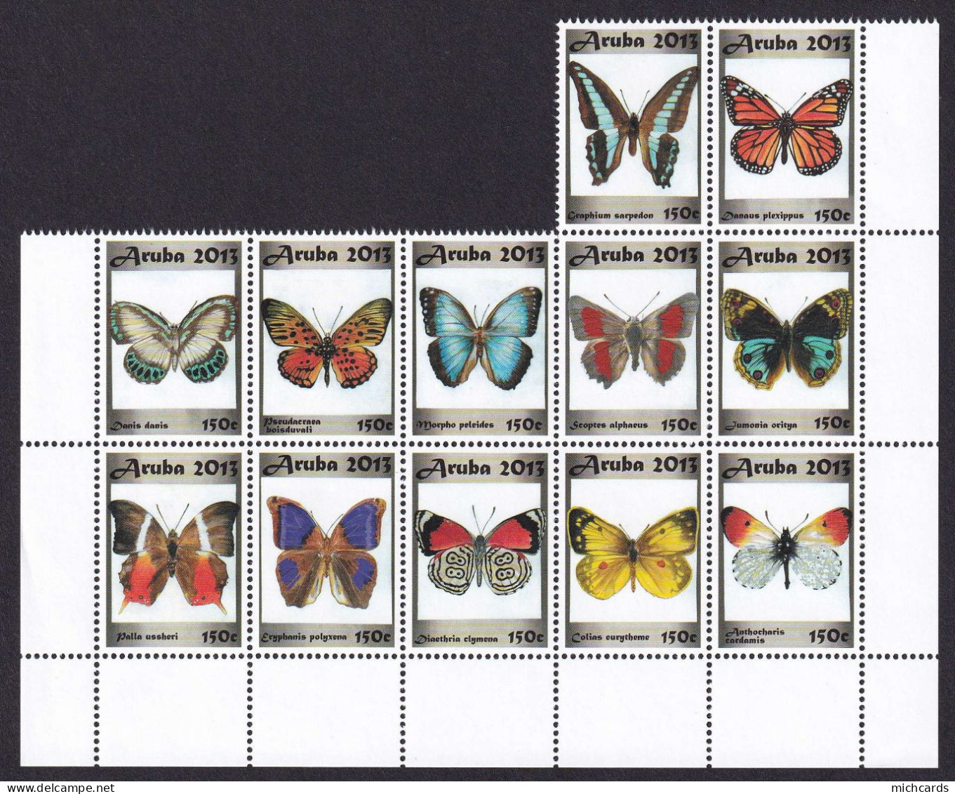 323 ARUBA 2013 - Y&T 683/94 - Papillon - Neuf ** (MNH) Sans Charniere - Niederländische Antillen, Curaçao, Aruba