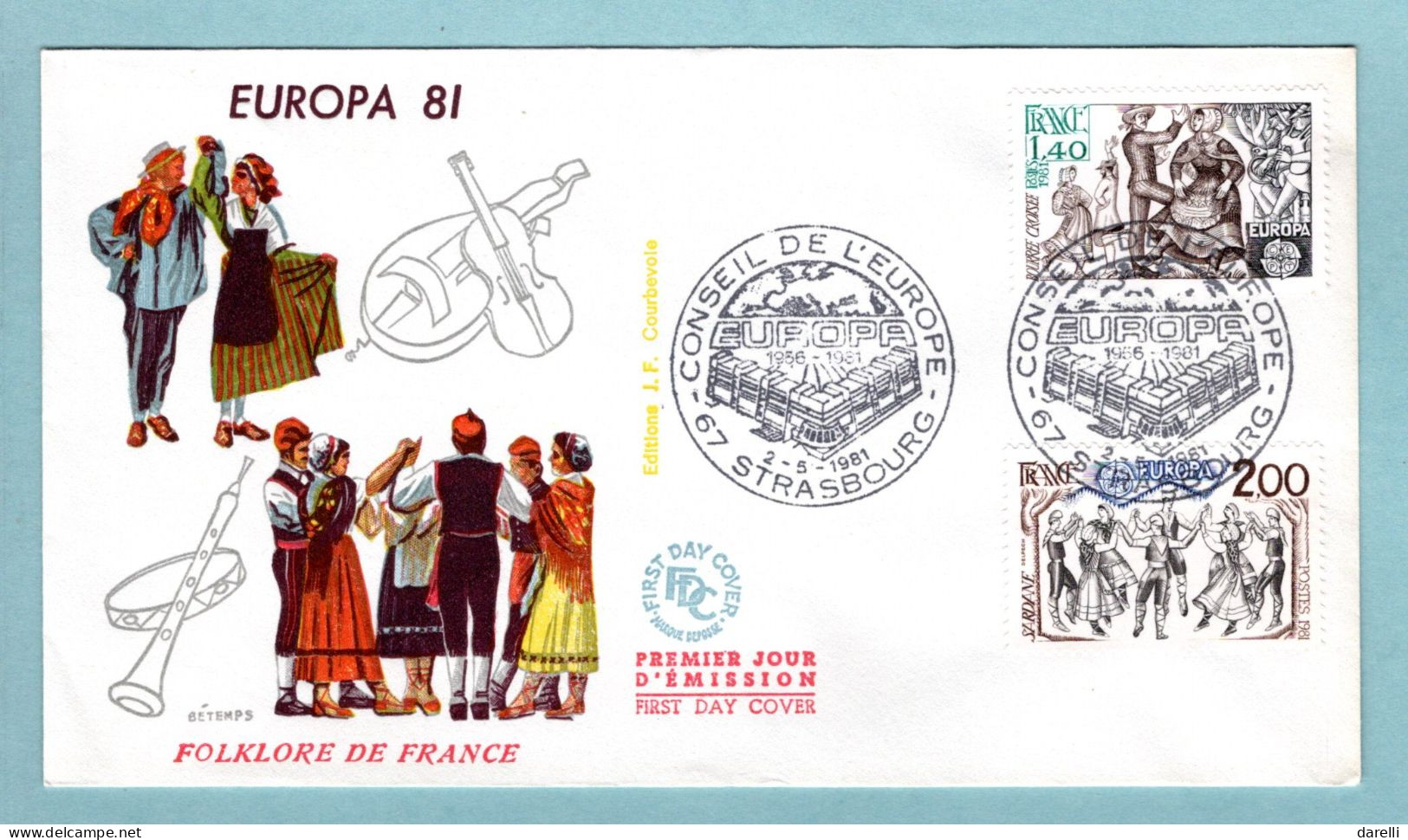 FDC France 1981 - Europa 1981 - YT 2138 La Bourrée Et YT 2139 La Sardane - 67 Strasbourg - 1980-1989