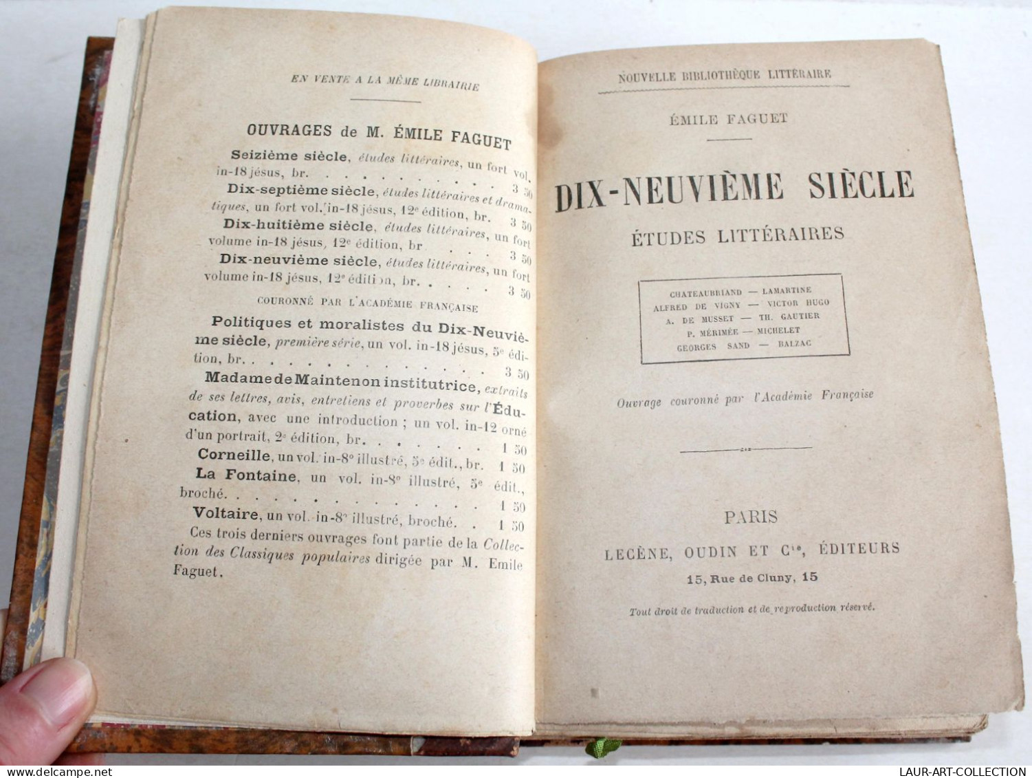 EMILE FAGUET, DIX NEUVIEME SIECLE ETUDES LITTERAIRES, CHATEAUBRIAND.. 1896 OUDIN / ANCIEN LIVRE XIXe SIECLE (2204.42) - 1801-1900
