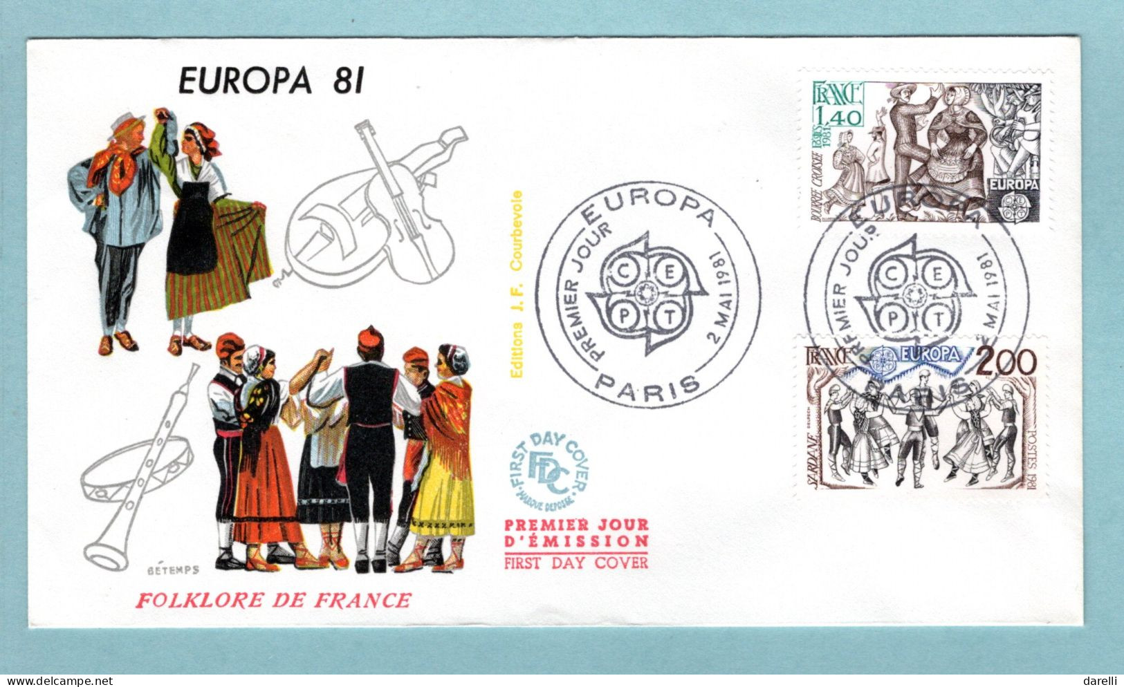 FDC France 1981 - Europa 1981 - YT 2138 La Bourrée Et YT 2139 La Sardane - Paris - 1980-1989
