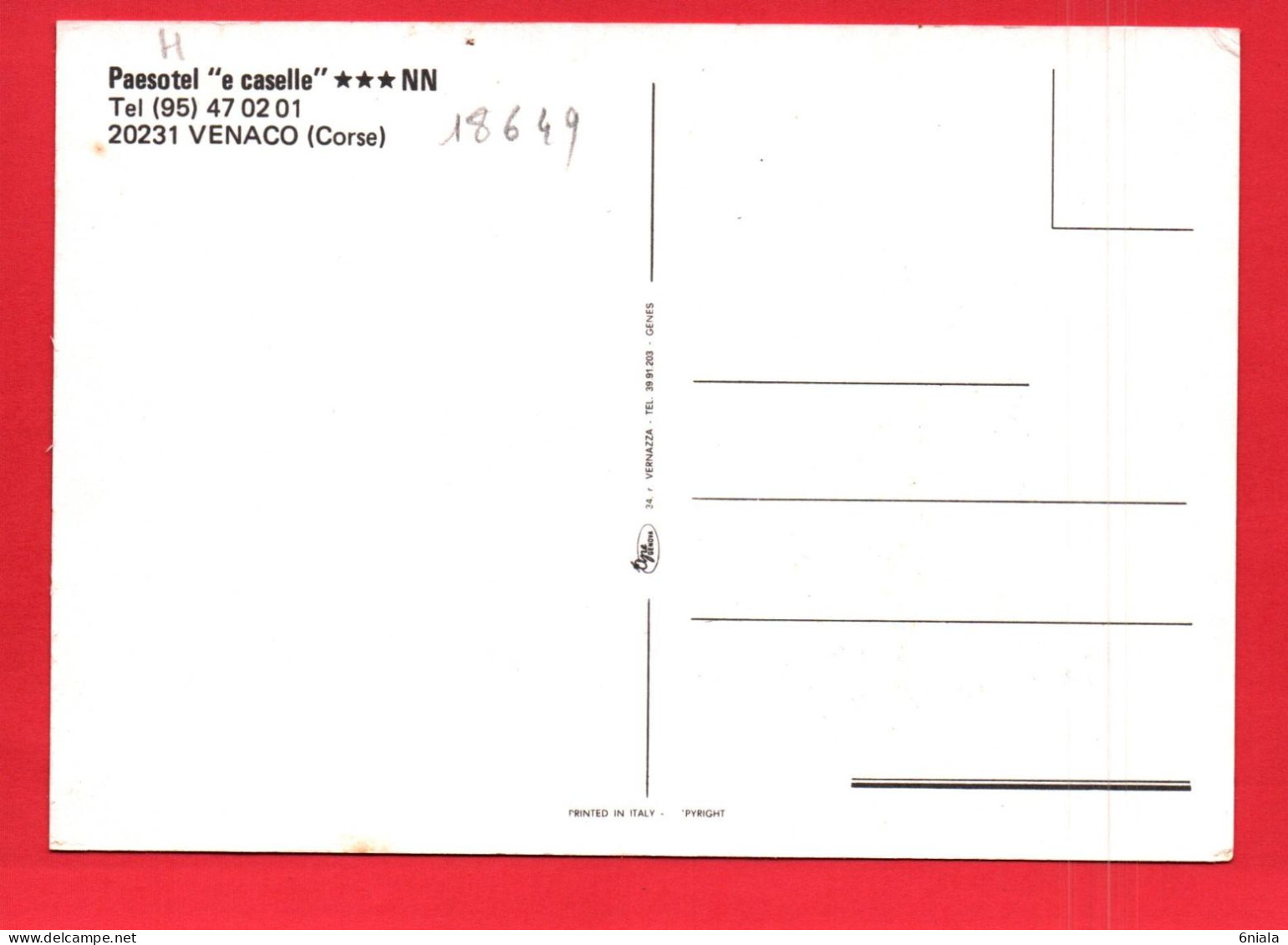 18649 VENACO  Paesotel "E CASELLE  *** "  (2 Scans ) 20 Corse - Autres & Non Classés