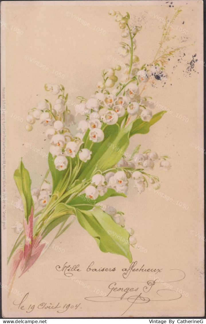 CPA MUGUET Porte-bonheur 1904 Carte +timbre 1904 +/- 9x14cm #118021 - Other & Unclassified