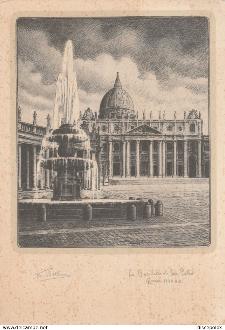 AD157 Roma - Basilica E Piazza Di San Pietro - Illustrazione Illustration Dandolo Bellini / Viaggiata 1950 - San Pietro