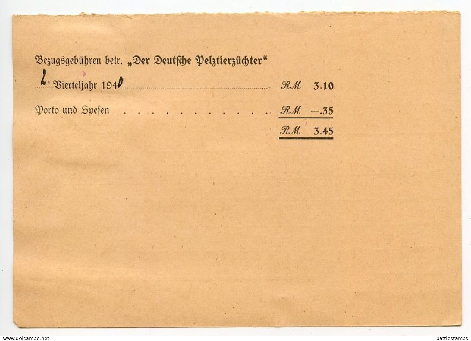 Germany 1940 Nachnahme Postcard; München - F.C. Mayer, „Der Deutsche Pelztierzüchter"; 20pf. & 3pf. Hindenburg - Cartas & Documentos