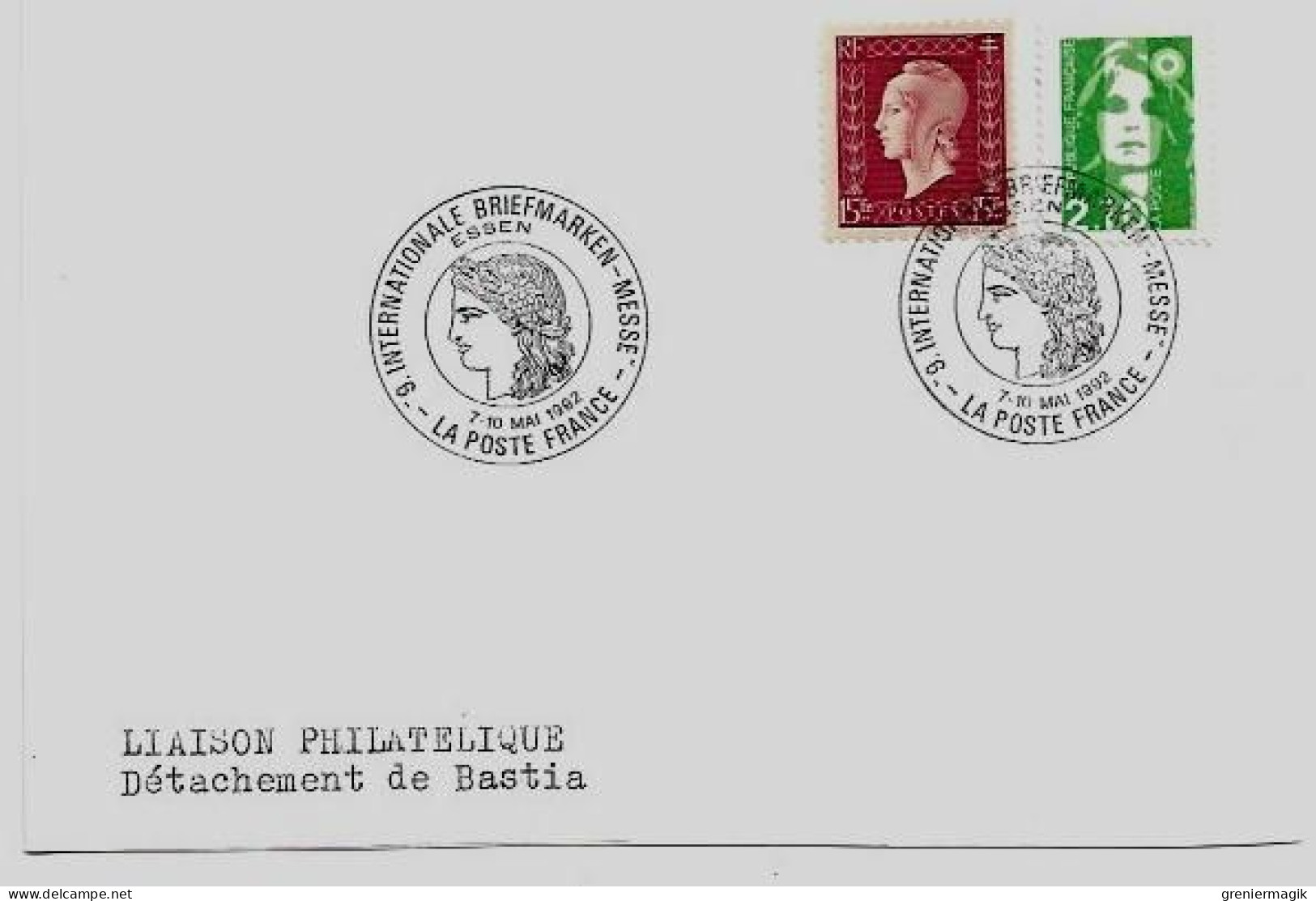 N°2622 + 699 Cachet Temporaire Internationale Briefmarken Messe Essen 1992 La Poste Française - (Liaison Bastia) - Cachets Provisoires