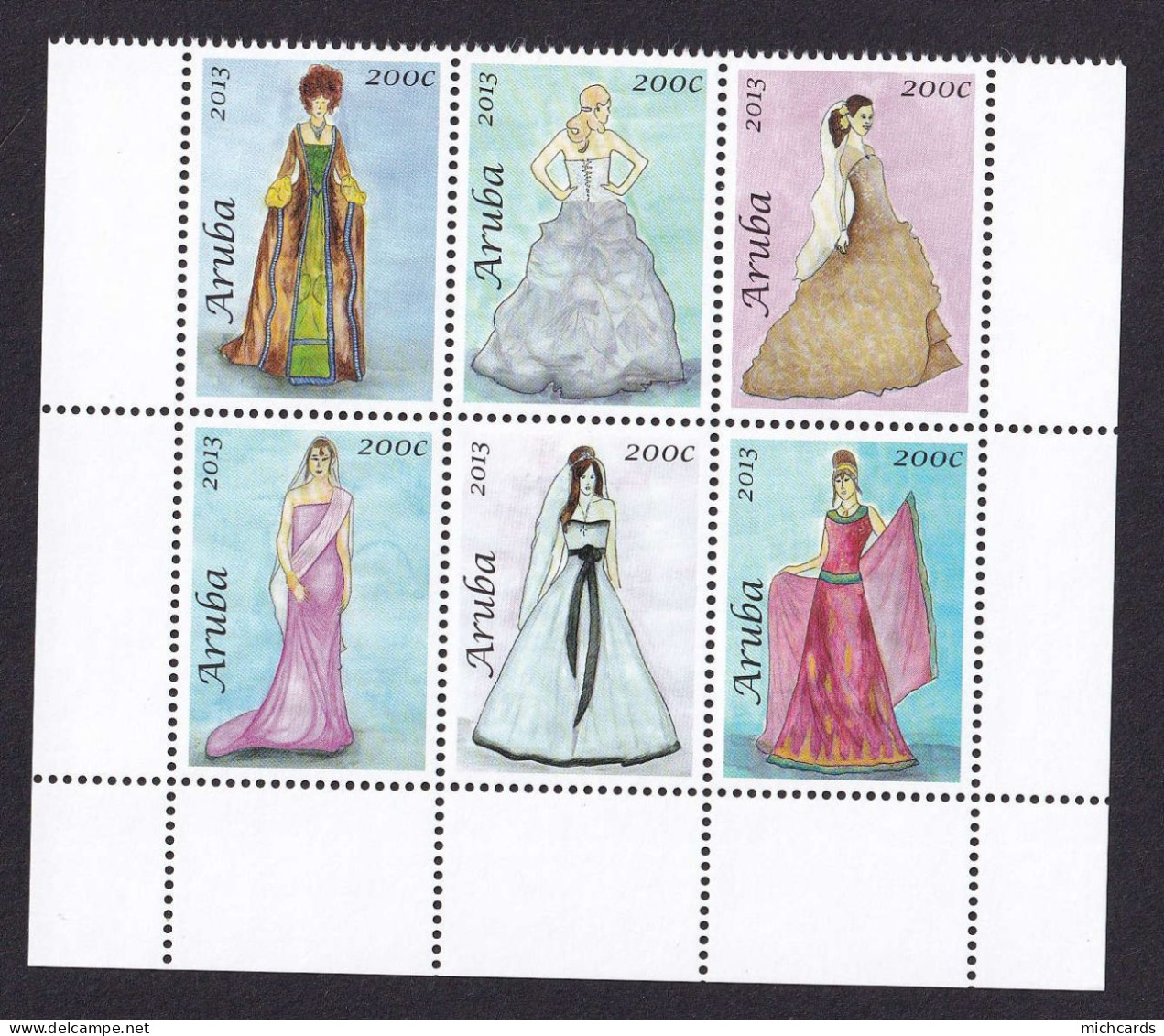 323 ARUBA 2013 - Y&T 695/700 - Robe De Mariee - Neuf ** (MNH) Sans Charniere - Curaçao, Antilles Neérlandaises, Aruba