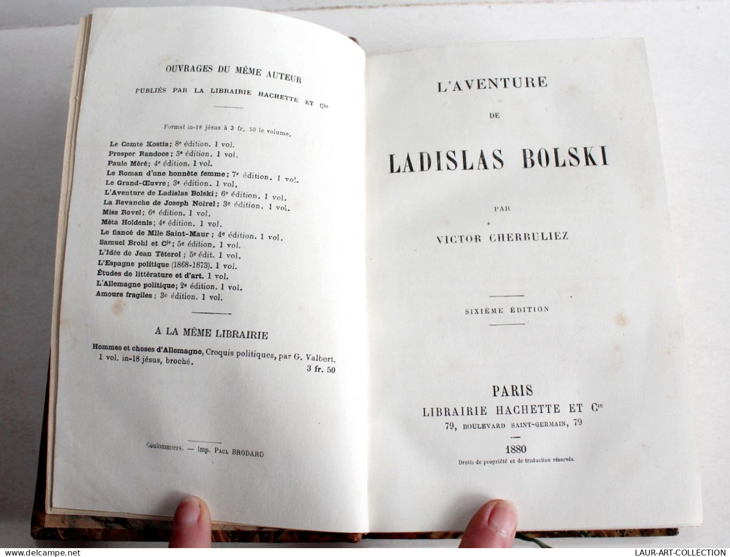 L'AVENTURE DE LADISLAS BOLSKI Par VICTOR CHERBULIEZ, 6e EDITION 1880 HACHETTE / ANCIEN LIVRE XIXe SIECLE (2204.46) - 1801-1900