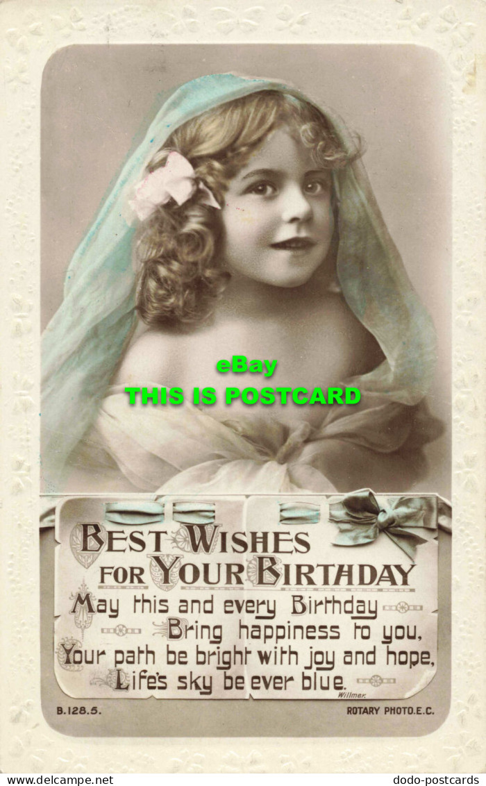 R564005 Best Wishes For Your Birthday. Girl. Rotary Photographic Serie. RP - Mondo