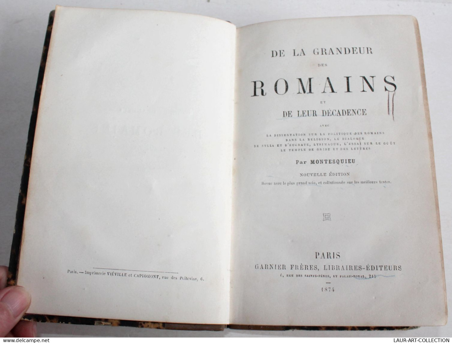 DE LA GRANDEUR DES ROMAINS & DE LEUR DECADENCE De MONTESQUIEU NOUVELLE EDITION 1874, ANCIEN LIVRE XIXe SIECLE (2204.47) - 1801-1900