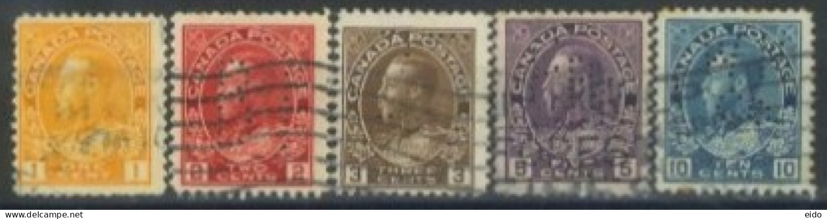 CANADA - 1912/22, KING GEORGE V STAMPS SET OF 5, USED. - Usados