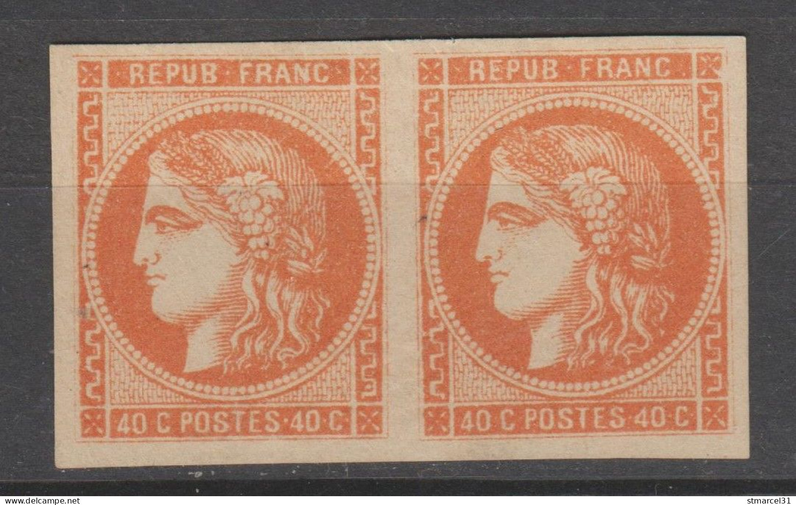 JAMAIS PROPOSE N°48l "4 "PSEUDO RETOUCHE Tenant à NORMAL" LUXE Neuf(*) Cote>2500€ - 1870 Ausgabe Bordeaux
