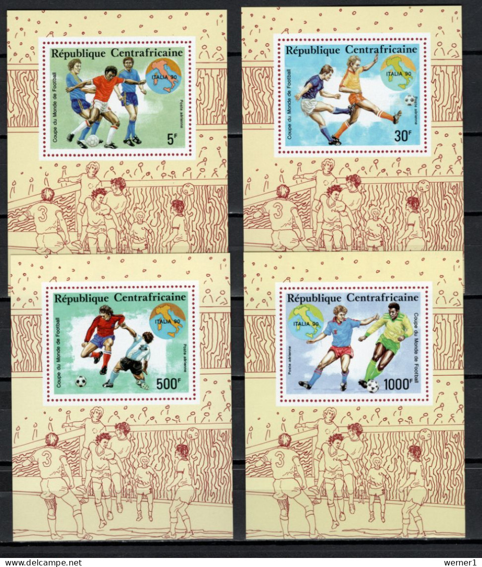 Central Africa 1990 Football Soccer World Cup Set Of 4 S/s Imperf. MNH -scarce- - 1990 – Italy