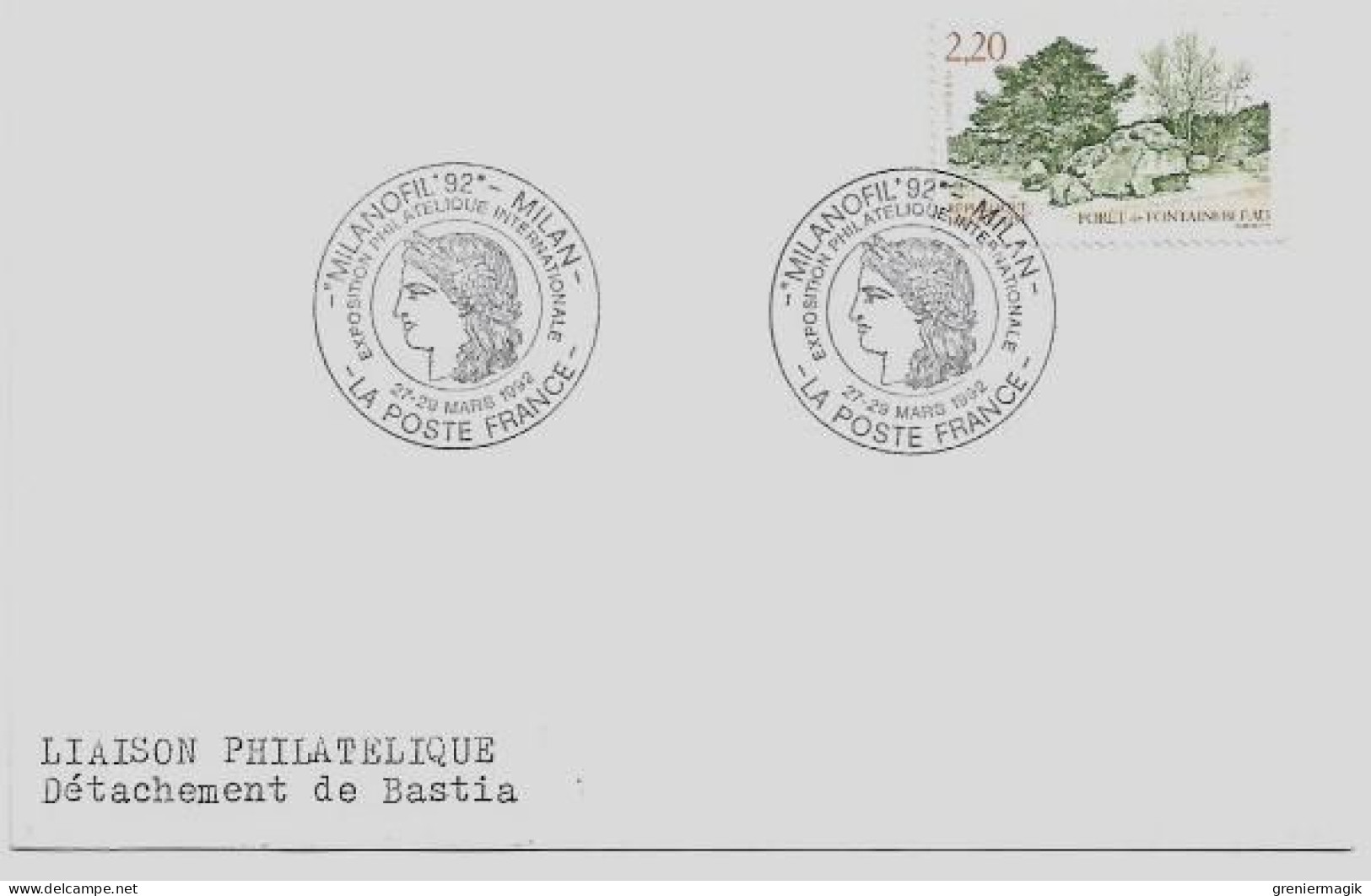 N°2586 Cachet Temporaire Milanofil 1992 Milan Exposition Philatélique Internationale - La Poste Française - Temporary Postmarks