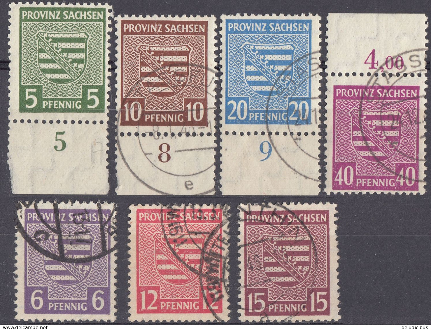 SASSONIA - 1945 - Lotto Di 7 Valori Usati: Yvert 10, 11, 13/16 E 19. - Gebraucht