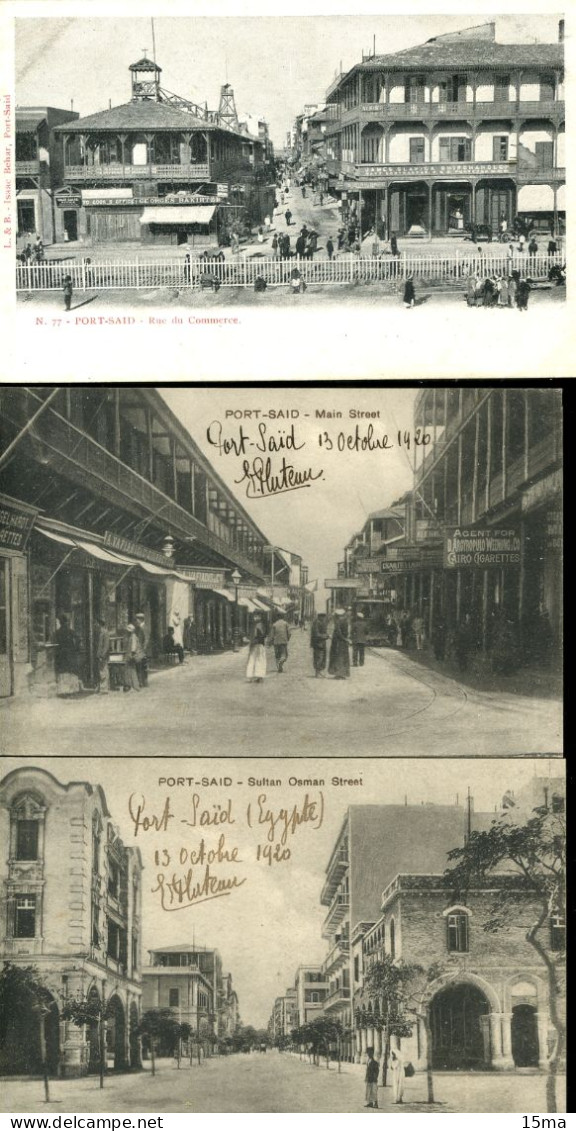 Port Said Rue Street Lot De 3 Cartes Postales - Port-Saïd