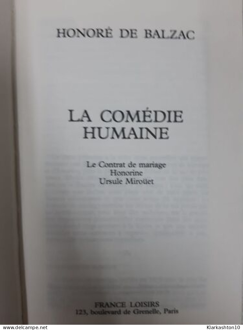 La Comédie Humiane - Le Contrat De Mariage Honorine - Autres & Non Classés