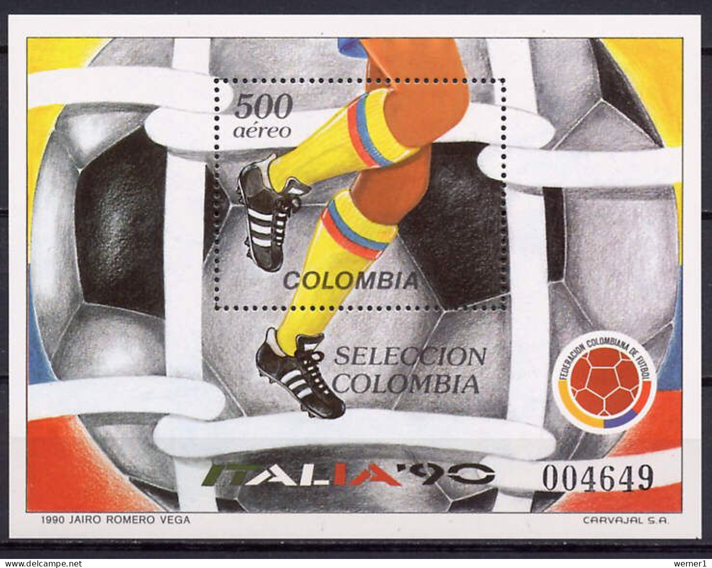 Colombia 1990 Football Soccer World Cup S/s MNH - 1990 – Italy
