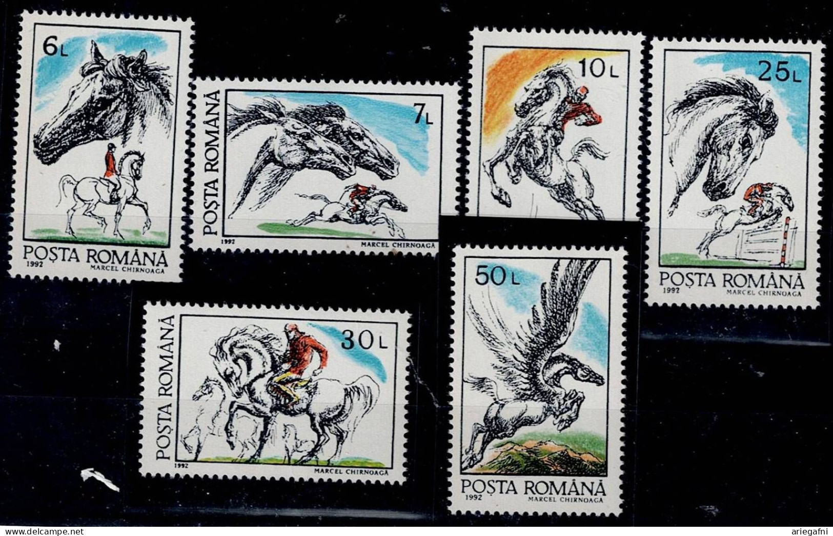 ROMANIA 1992 HORSES MI No 4784-9 MNH VF!! - Unused Stamps