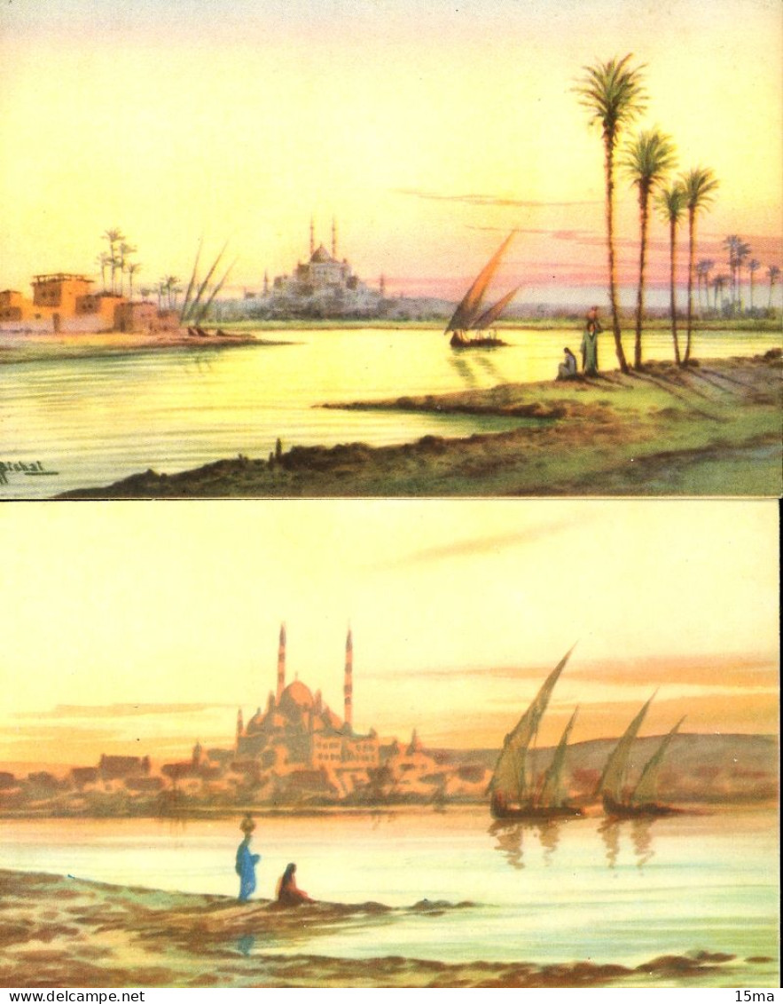 CAIRO LE CAIRE View Of The Citadel At Sunset Lot De 2 Cartes Postales - El Cairo