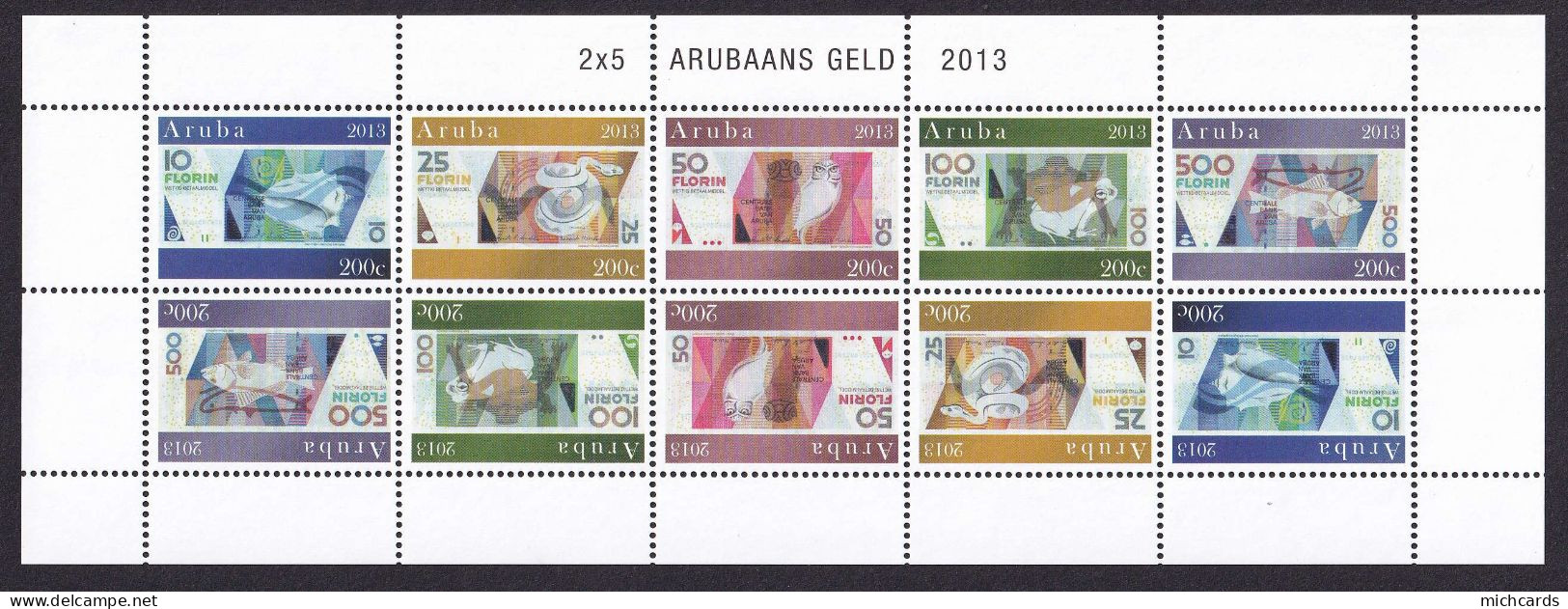 323 ARUBA 2013 - Y&T 701/05 X 2 En Feuille - Billet De Banque - Neuf ** (MNH) Sans Charniere - Curaçao, Antille Olandesi, Aruba