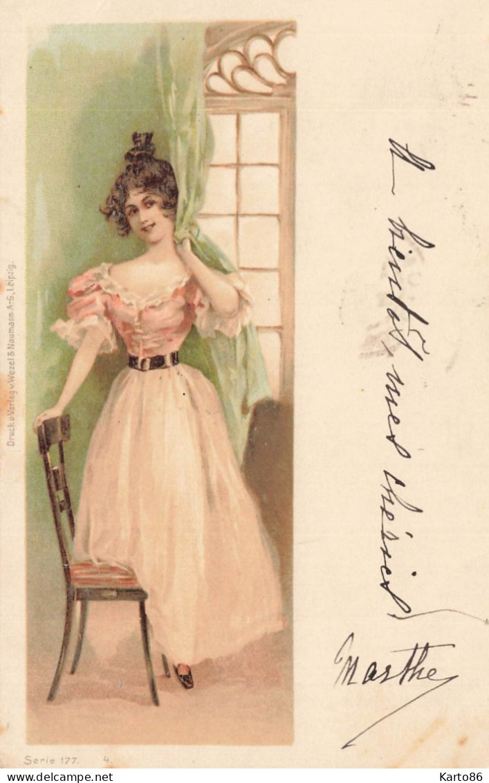 Jugendstil * CPA Illustrateur Art Nouveau * 1902 * Femme Mode Robe Chaise - Antes 1900