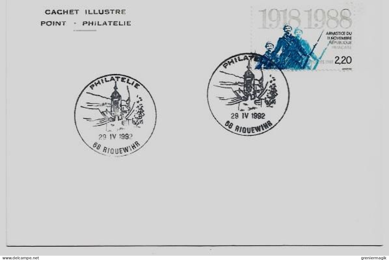 N°2549 Cachet Temporaire Illustré Philatélie 68 Riquewihr 29 IV 1992 - 1918 1988 Armistice - Bolli Provvisori