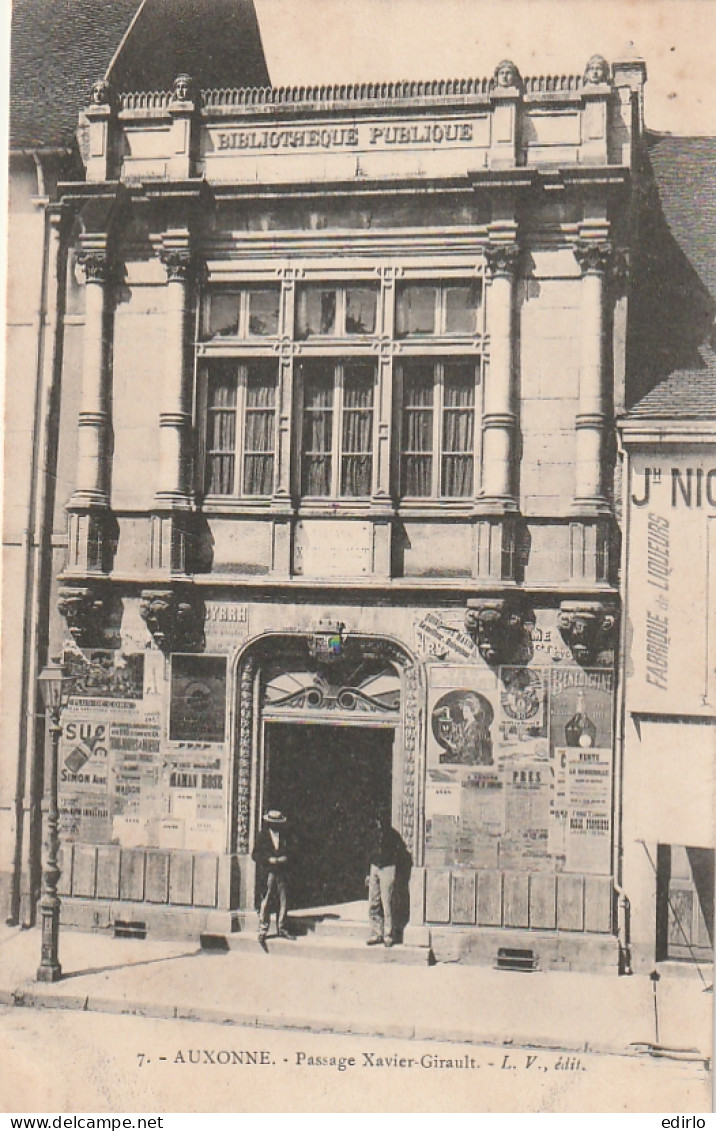 ***  21 ***  AUXONNE  La Bibliothèque Passage Xavier Girault  TTB  Neuve  Dos Simple  - Auxonne