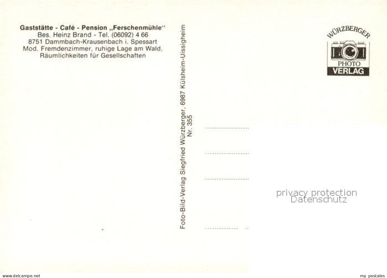 73664724 Krausenbach Gaststaette Cafe Pension Ferschenmuehle Gastraeume Krausenb - Autres & Non Classés