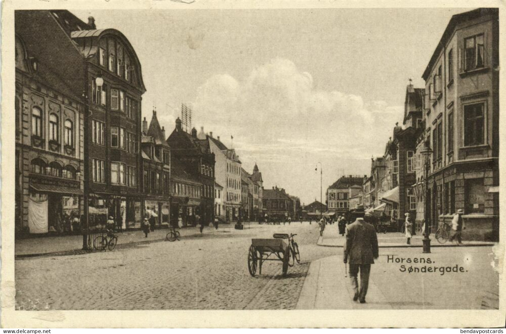 Denmark, HORSENS, Søndergade (1923) Postcard - Danemark