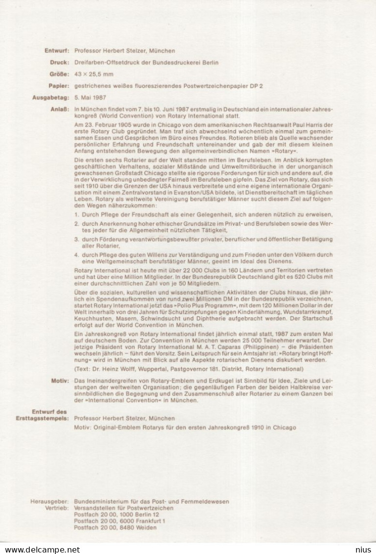 Germany Deutschland 1987-17 Rotary Clubs Club International Convention Munich München, Canceled In Bonn - 1981-1990