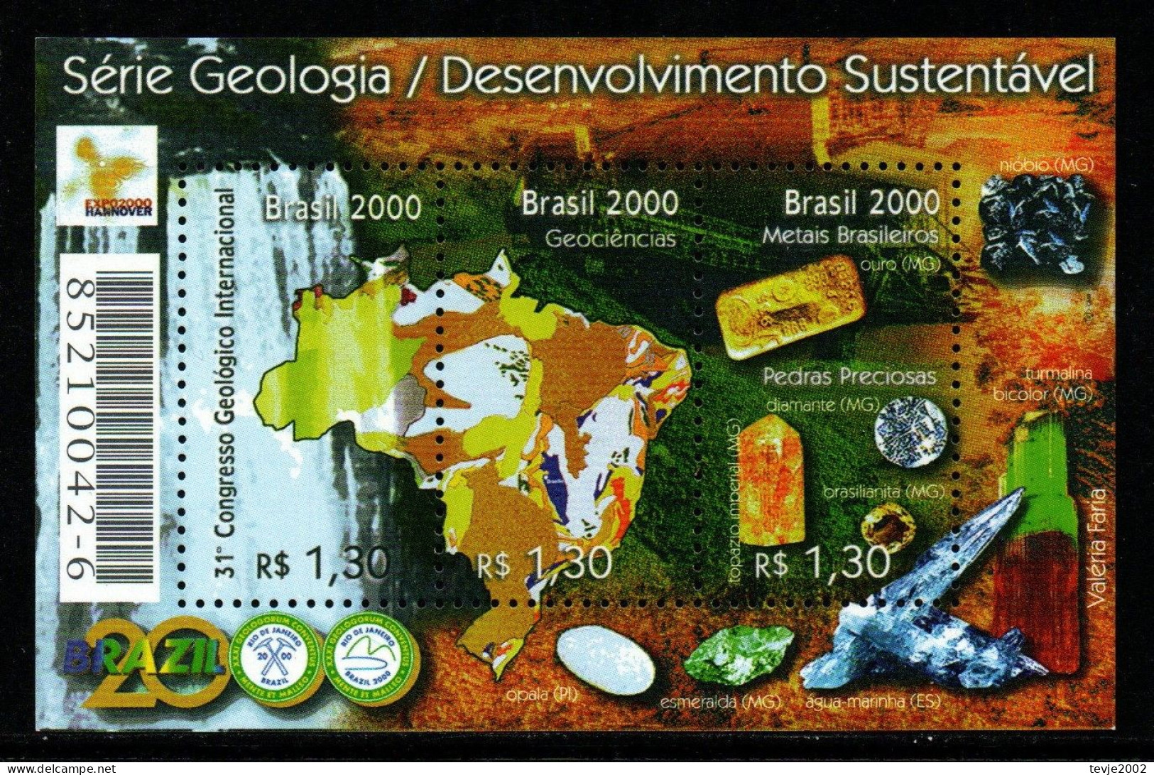 Brasilien 2000 - Mi.Nr. Block 111 - Postfrisch MNH - Blocs-feuillets