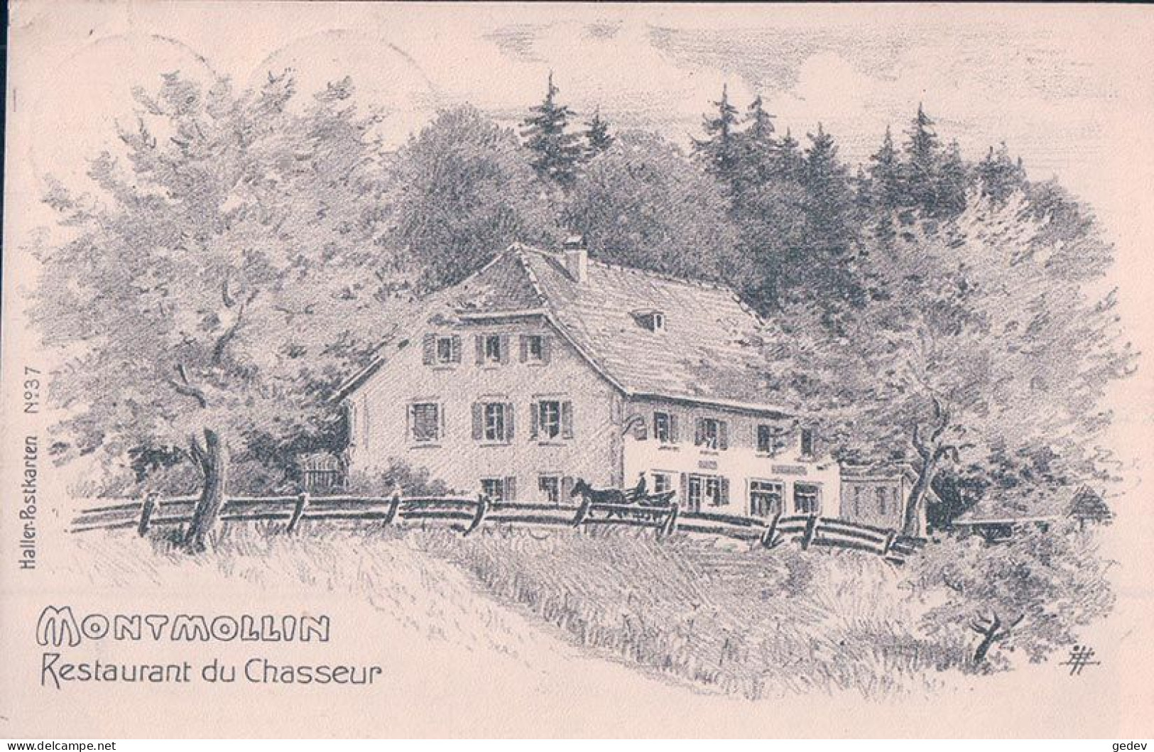 Montmollin NE, Restaurant Du Chasseur, Attelage Litho (37) - Montmollin