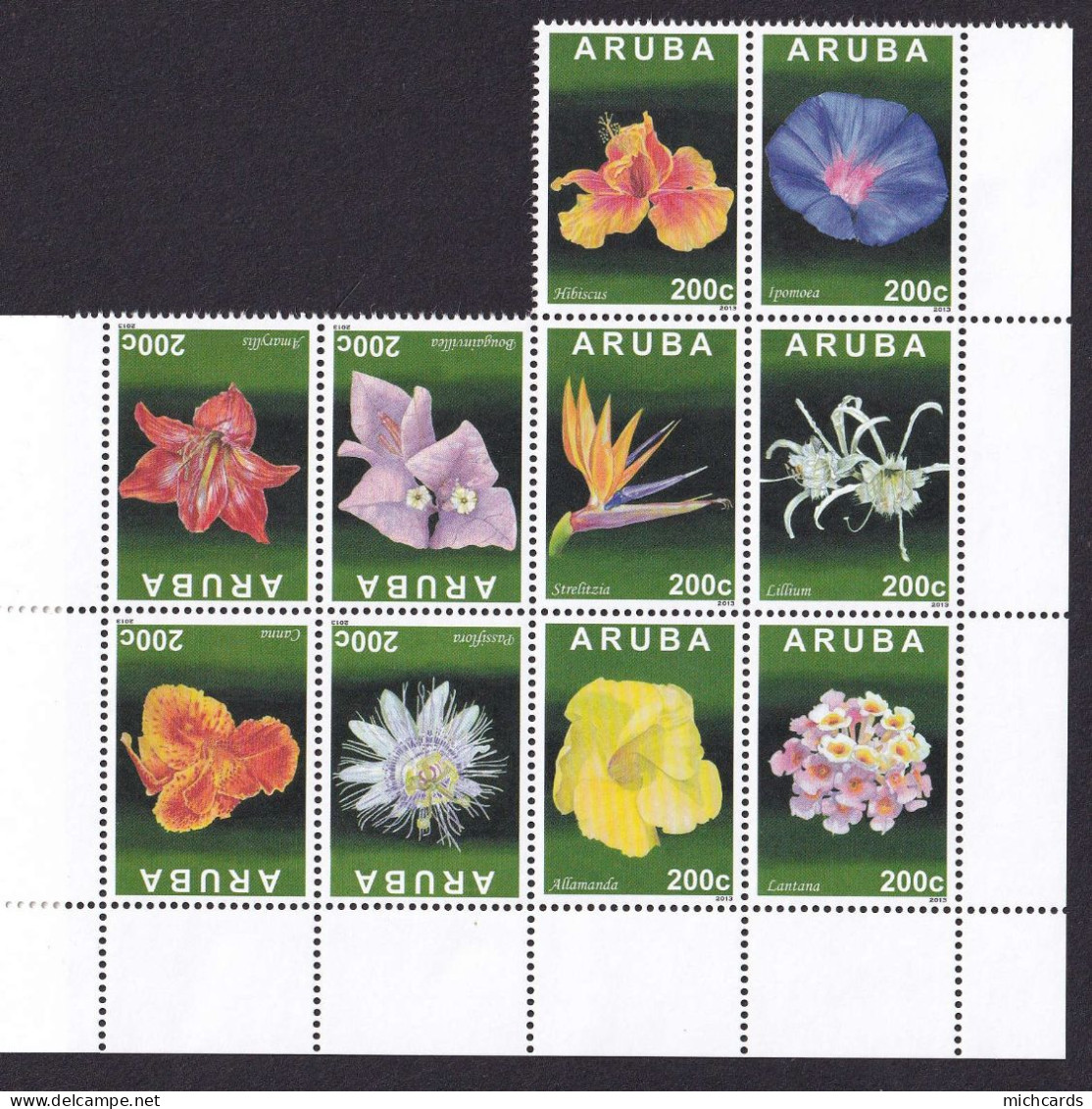 323 ARUBA 2013 - Y&T 725/34 - Fleur - Neuf ** (MNH) Sans Charniere - Curacao, Netherlands Antilles, Aruba