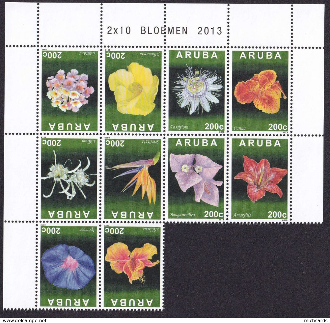 323 ARUBA 2013 - Y&T 725/34 - Fleur - Neuf ** (MNH) Sans Charniere - Niederländische Antillen, Curaçao, Aruba