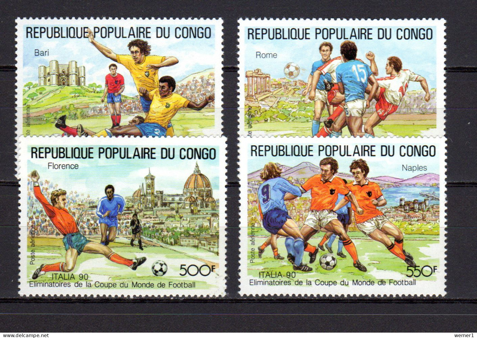 Congo 1989 Football Soccer World Cup Set Of 4 MNH - 1990 – Italie