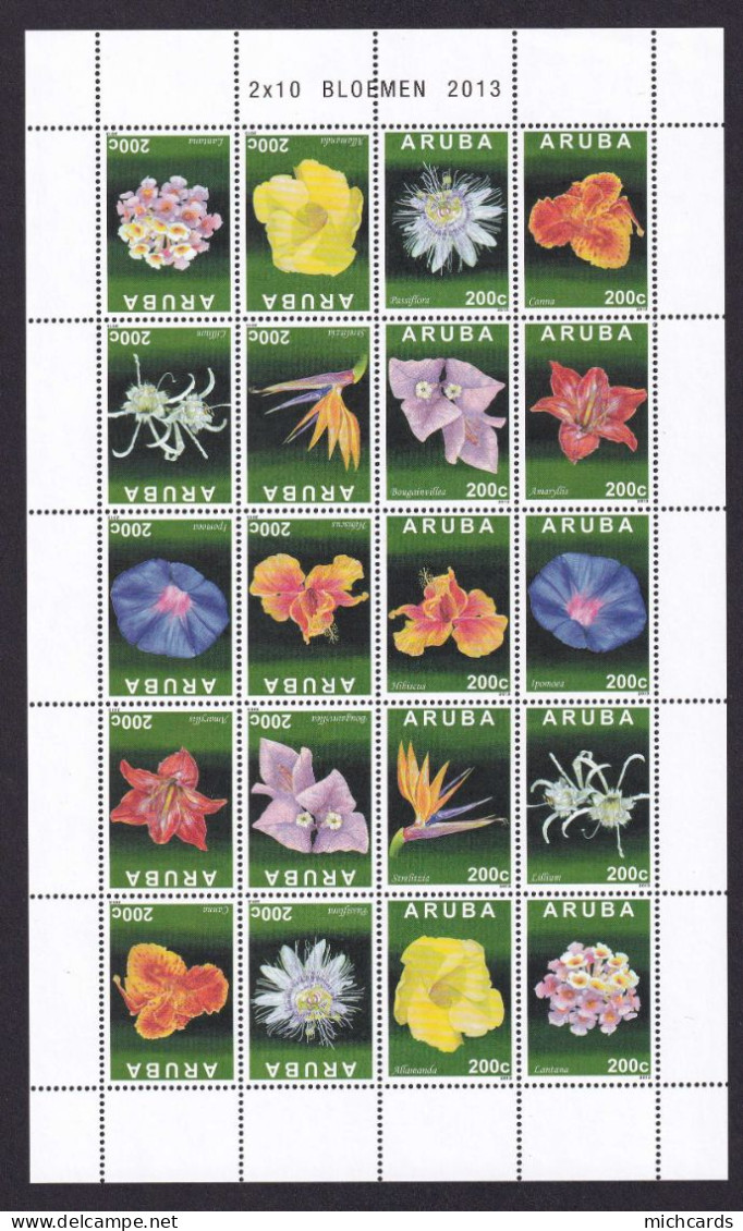323 ARUBA 2013 - Y&T 725/34 X 2 En Feuille - Fleur - Neuf ** (MNH) Sans Charniere - Curaçao, Antilles Neérlandaises, Aruba