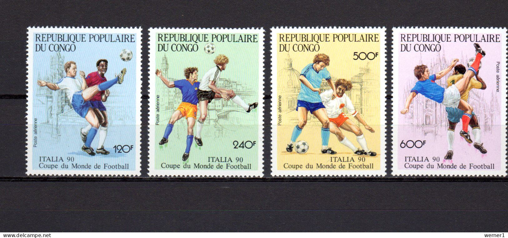 Congo 1990 Football Soccer World Cup Set Of 4 MNH - 1990 – Italy