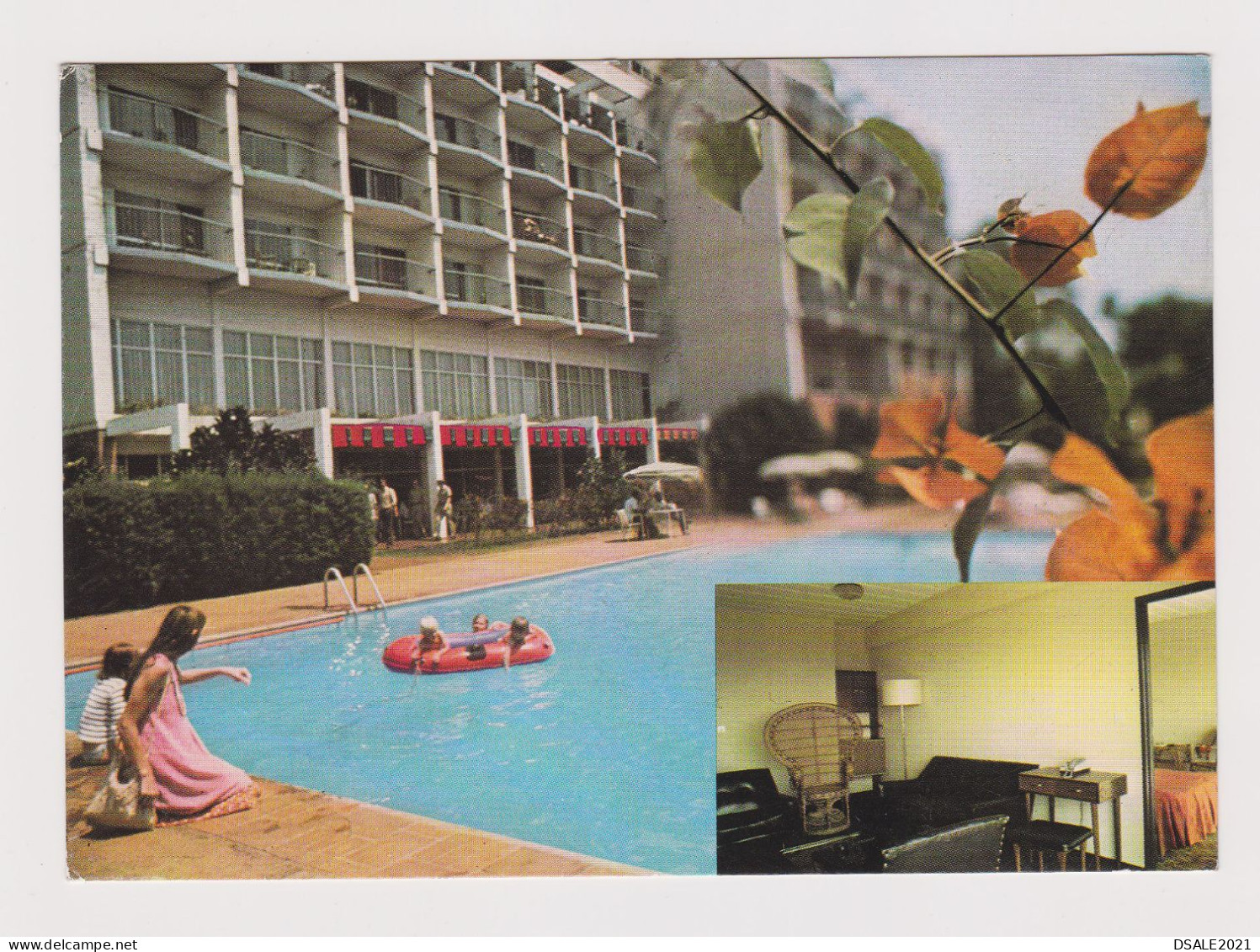 RWANDA Kigali Hotel Des Mille Collines, Pool Area, Room Interior, View Vintage SABENA Photo Postcard RPPc (67389) - Hotels & Gaststätten