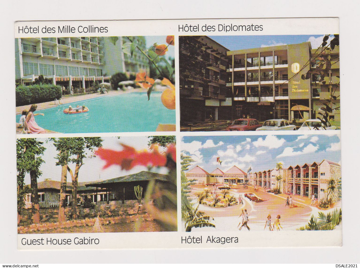 RWANDA Kigali 4 Hotel Views, Mille Collines, Diplomates Hotel, Guest House Gabiro, Hotel Akagera, SABENA Postcard /67390 - Hotel's & Restaurants