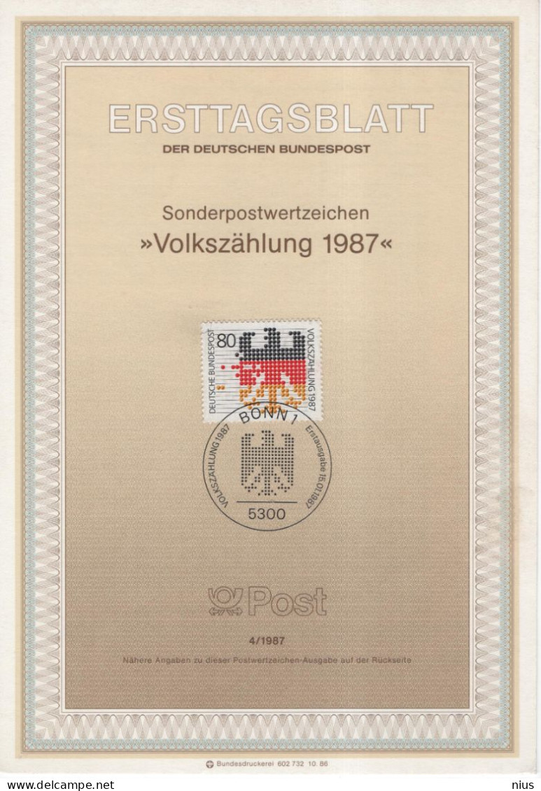 Germany Deutschland 1987-4 Volkszahlung, Census, Canceled In Bonn - 1981-1990