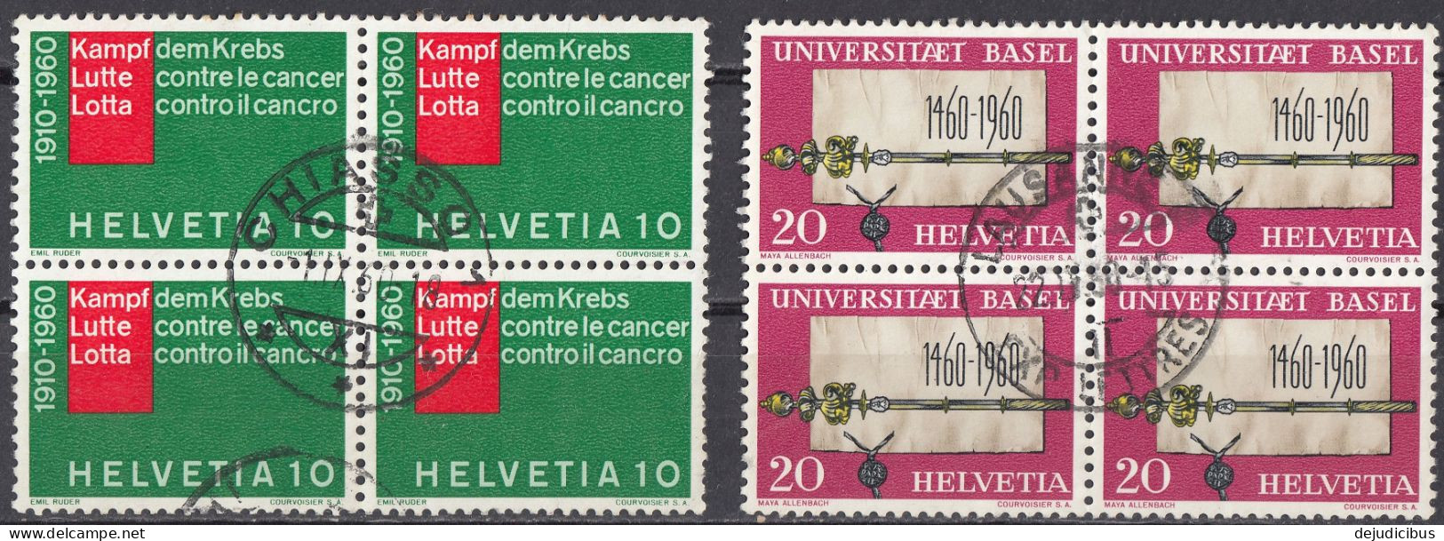 HELVETIA - SUISSE - SVIZZERA - 1960 - Due Quartine Usate: Yvert 639 E 640. - Usados
